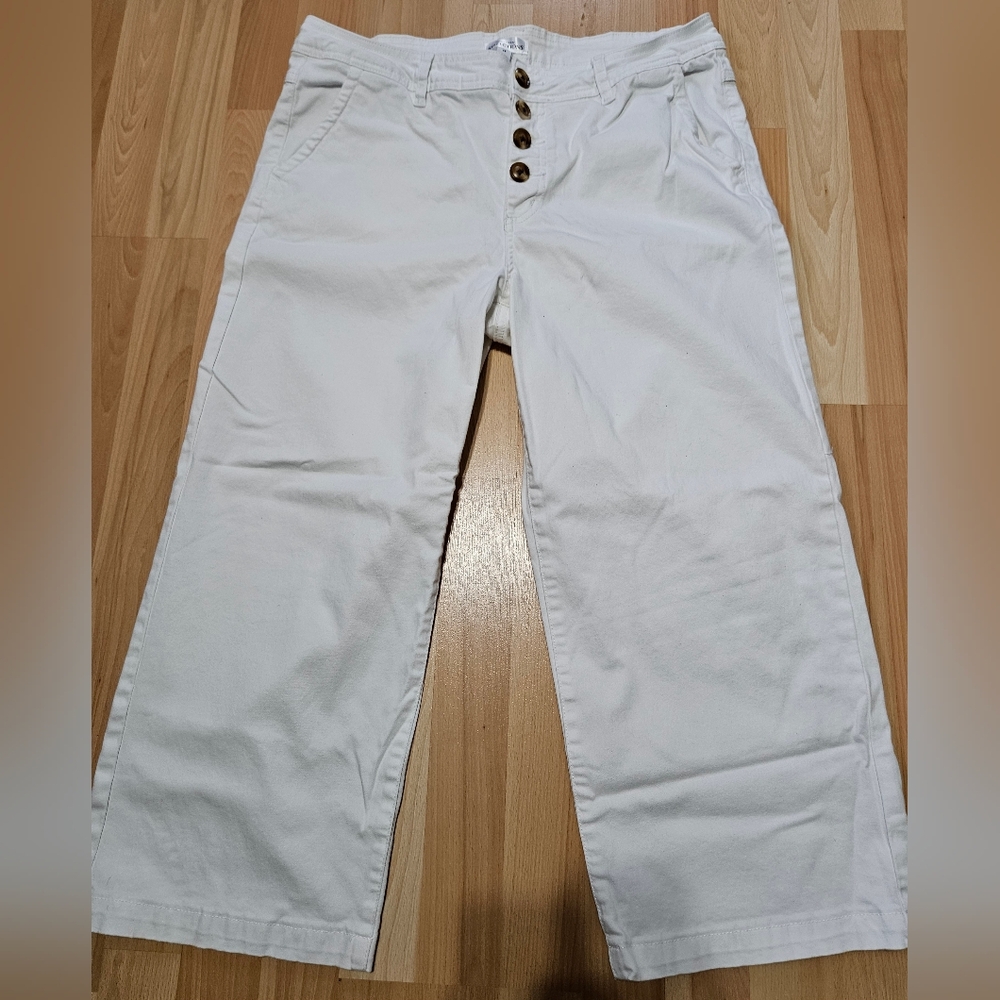 Northern Reflections white button up wide leg crop